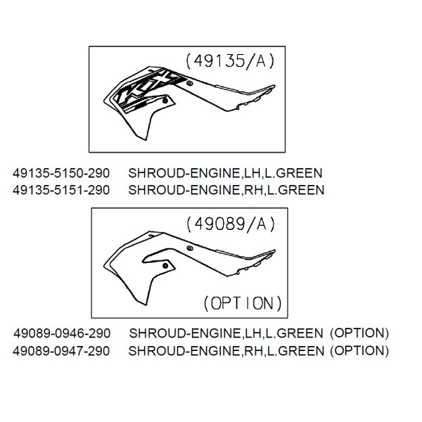 Kawasaki Genuine engine shrouds (With or without graphics)
